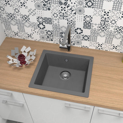 SIA EVOGR 1.0 Bowl Grey Composite Inset / Undermount Kitchen Sink And Waste Kit