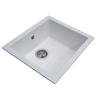 SIA EVOWH 1.0 Bowl White Composite Inset / Undermount Kitchen Sink And Waste Kit