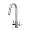 SIA KT4BN Brushed Nickel Pull Out Spray Twin Monobloc Kitchen Sink Mixer Tap