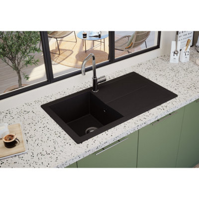 SIA NALI10BL 1.0 Bowl Black Composite Inset Kitchen Sink