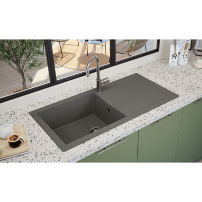 SIA NALI10XLGR 1.0 XL Bowl Grey Concrete Inset Kitchen Sink