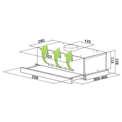 SIA TSH60SS 60cm Stainless Steel Telescopic Integrated Cooker Hood ...
