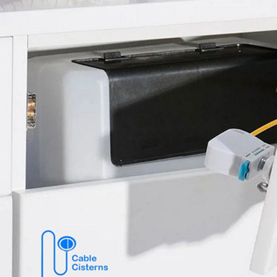 Side Entry Concealed Toilet Cistern WC with Dual Flush Polished Chrome Push Button - Includes WRAS Internals & Pipe