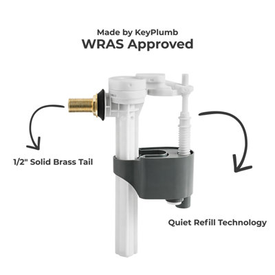 Side Entry Toilet Fill Valve, 12.7mm Brass Tail, Quiet Refill, Quick ...