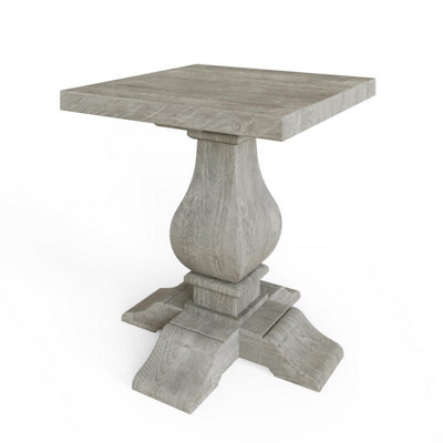 Side Lamp Table Solid Reclaimed Pine Limewash Finish Farmhouse Design