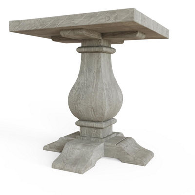 Side Lamp Table Solid Reclaimed Pine Limewash Finish Farmhouse Design