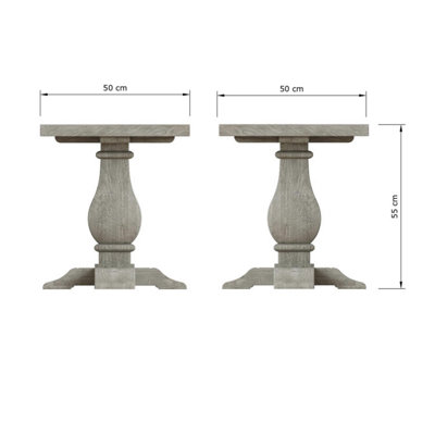 Side Lamp Table Solid Reclaimed Pine Limewash Finish Farmhouse Design