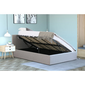 Side Lift Ottoman Bed Small Double Storage Bed Frame 4ft Grey - No Mattress