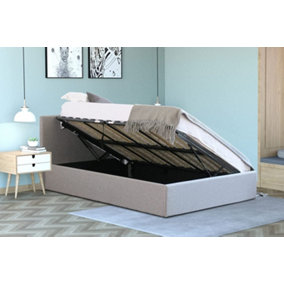 Side Lift Ottoman Bed Small Double Storage Bed Frame 4ft Grey