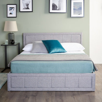 Side Lifting Ottoman Bed Frame Grey Upholstered Single Bed