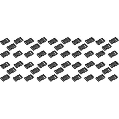 Side Release Buckles Clips for 20 mm / 0.78 inch Webbing Strap, Squeeze Fasteners, Black Delrin Plastic (Pack of 50)