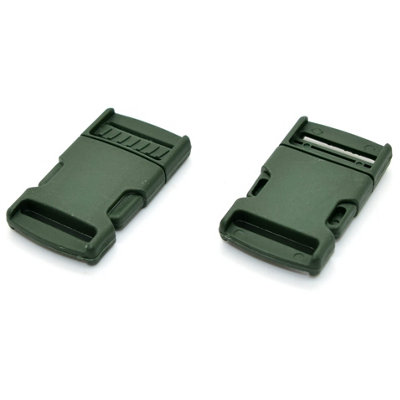 Side Release Buckles Clips for 25 mm / 1 in Webbing, Luggage, Back Pack / Rucksack, Straps (Green, 50 pieces)