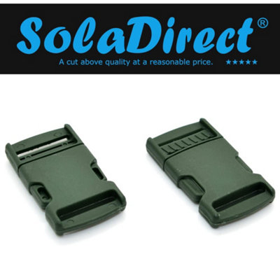 Side Release Buckles Clips for 25 mm / 1 in Webbing, Luggage, Back Pack / Rucksack, Straps (Green, 50 pieces)