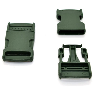 Side Release Buckles Clips for 25 mm / 1 in Webbing, Luggage, Back Pack / Rucksack, Straps (Green, 50 pieces)