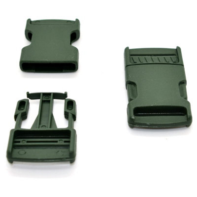 Side Release Buckles Clips for 25 mm / 1 in Webbing, Luggage, Back Pack / Rucksack, Straps (Green, 50 pieces)