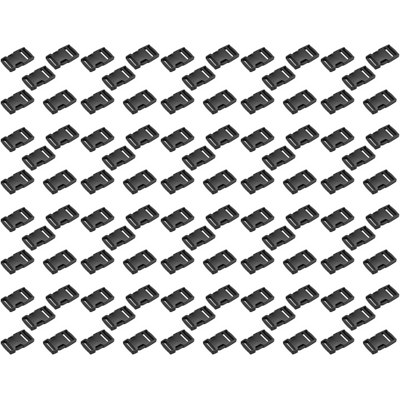 Side Release Buckles Clips for 30 mm / 1.18 inch Webbing Strap, Squeeze Fasteners, Black Delrin Plastic (Pack of 100)