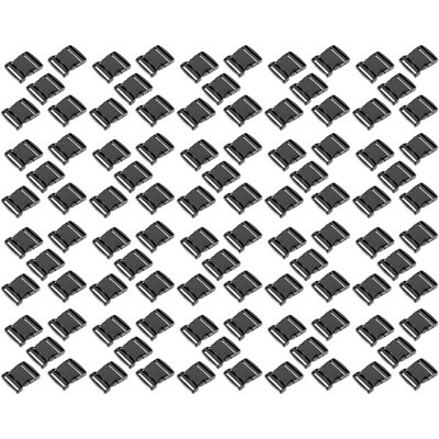 Side Release Buckles Clips for 50 mm / 2 inch Webbing Strap, Squeeze Fasteners, Black Delrin Plastic (Pack of 100)