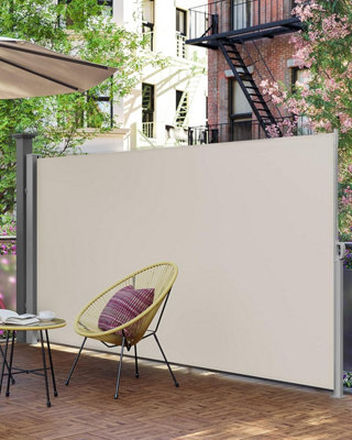 Side Shade, Extendable, Privacy Screen, Sun Protection, Opaque Outdoor Blind, For Patio, Terrace, Garden, Steel, Beige