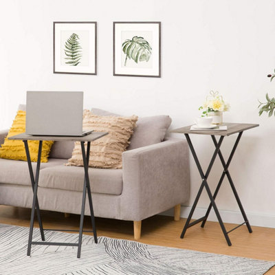 Side Table 2 Set, Folding Tray Table, TV Trays, Industrial Snack Tables for Eating at Couch, End Table for Small Space,