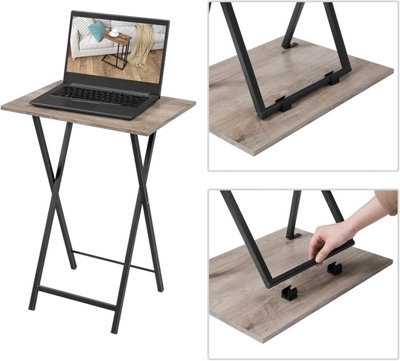 Side Table 2 Set, Folding Tray Table, TV Trays, Industrial Snack Tables for Eating at Couch, End Table for Small Space,