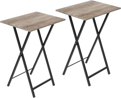 Side Table 2 Set, Folding Tray Table, TV Trays, Industrial Snack Tables for Eating at Couch, End Table for Small Space,