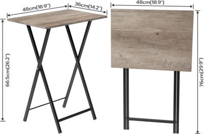Side Table 2 Set, Folding Tray Table, TV Trays, Industrial Snack Tables for Eating at Couch, End Table for Small Space,