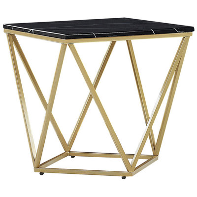 Side Table Black Marble Effect with Gold MALIBU