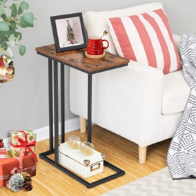 Side Table C Shaped, Sofa End Table, Laptop Coffee Snack Table, for Small Space, Living Room, Bedroom, Slim, Narrow, Tall,