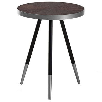 Side Table Dark Wood with Silver RAMONA