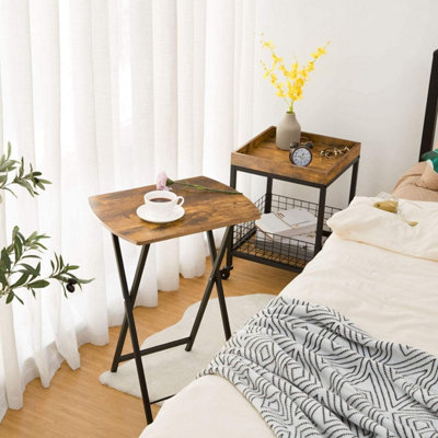 Side Table, Folding Tray Table, Snack Dinner Tables for Eating at Couch ...