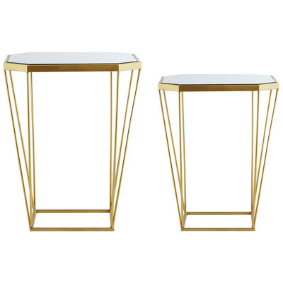 Side Table Glass Mirrored Gold SIERRA