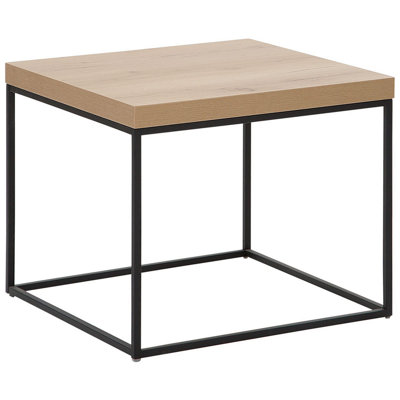 Side Table Light Wood with Black DELANO