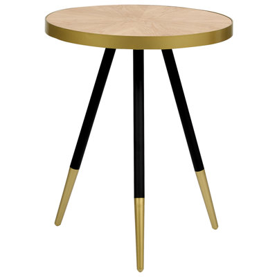 Side Table Light Wood with Gold RAMONA