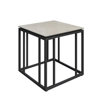 Side Table Linx Grey Stone Concrete Effect Top 6mm Thick Living Room Lamp Desk