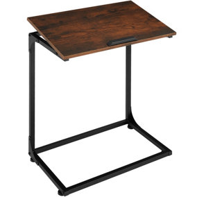 Side table Ruston w/ adjustable 'drafting table' top 55x35x66.5cm - Industrial wood dark, rustic