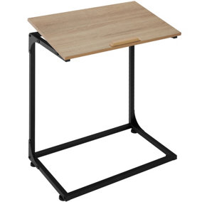 Side table Ruston w/ adjustable 'drafting table' top 55x35x66.5cm - industrial wood light, oak Sonoma