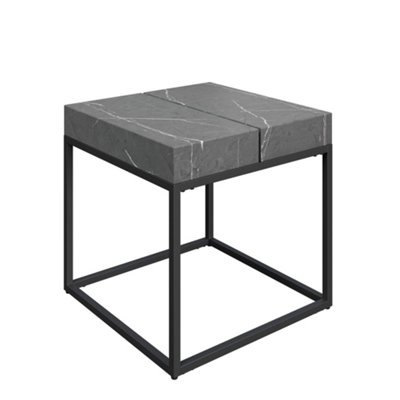 Side Table Seren Grey Marble Effect MDF Top 8cm Thick Living Room Lamp Desk