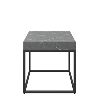 Side Table Seren Grey Marble Effect MDF Top 8cm Thick Living Room Lamp Desk
