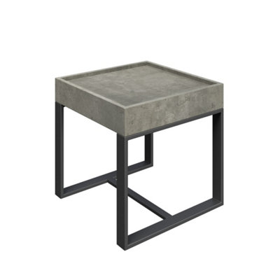 Side Table Strata Grey Concrete Effect MDF Top 10cm Thick Living Room Lamp Desk
