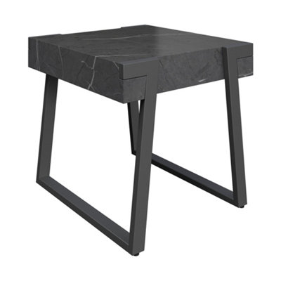 Side Table Verve Grey Marble Effect MDF Top 10cm Thick Living Room Lamp Desk