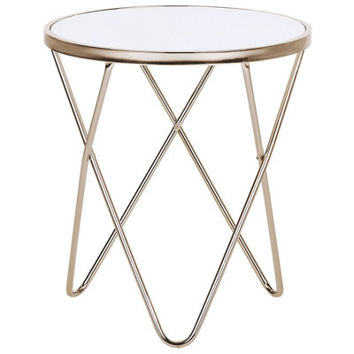 Side Table White with Gold MERIDIAN II
