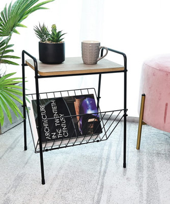 Side Table With Magazine Rack Shelf Coffee End Table