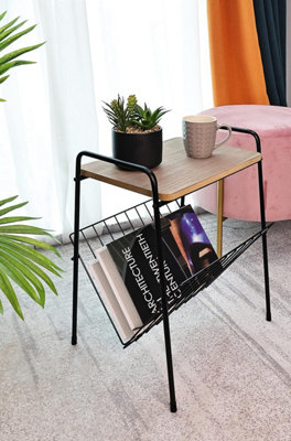 Side Table With Magazine Rack Shelf Coffee End Table