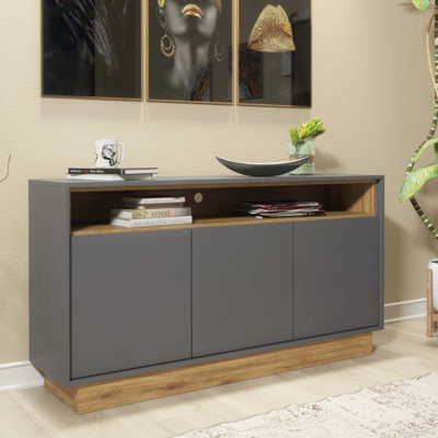 Sideboard 130cm Contemporary Loft Oak & Dark Grey - Creative Furniture