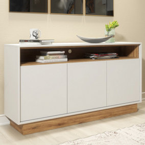 Sideboard 130cm Sideboard Cabinet Cupboard TV Stand Living Room Oak & White