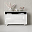 Sideboard 130cm TV Unit Cabinet Cupboard TV Stand Living Room High Gloss Doors - White