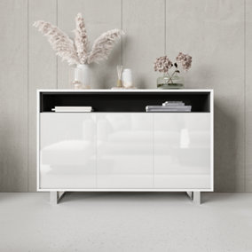 Sideboard 130cm TV Unit Cabinet TV Stand High Gloss Doors - White
