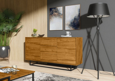 Sideboard 140cm Loft Retro Vintage Contemporary Oak TV Unit