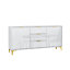 Sideboard 140cm Luxury Modern TV Unit Stand - White High Gloss & Gold Finish Accents