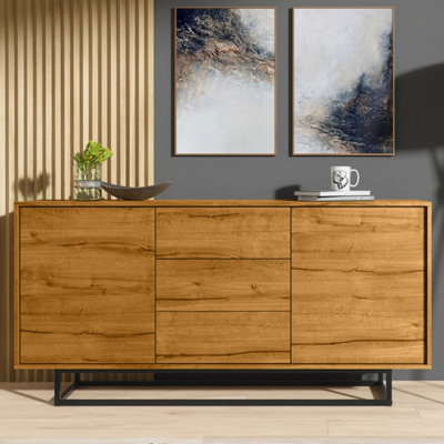 Sideboard 140cm Sideboard Cabinet Cupboard TV Stand Living Room Oak